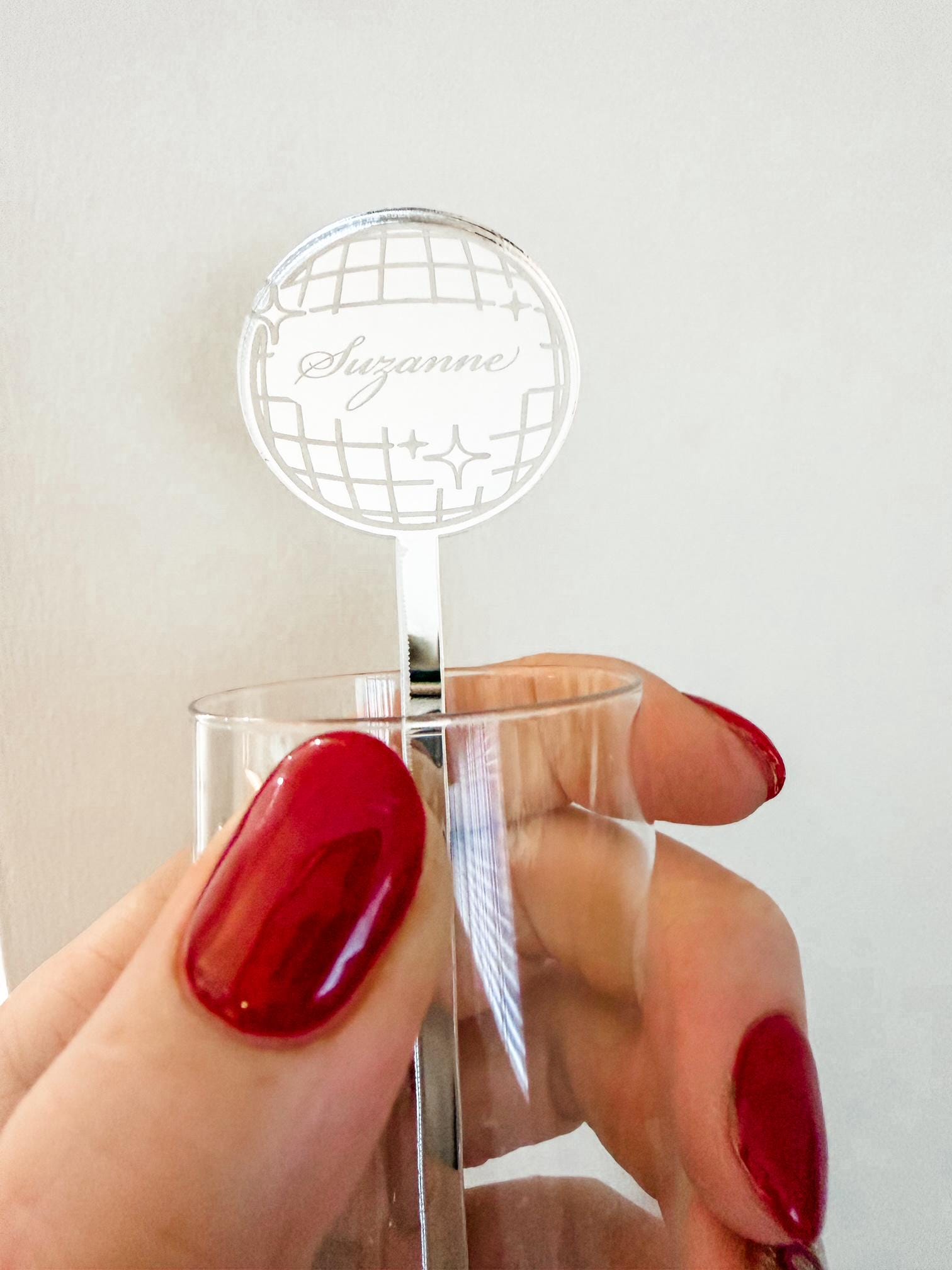 Drink Stirrer: Disco Ball Design - Mirror Finish Options