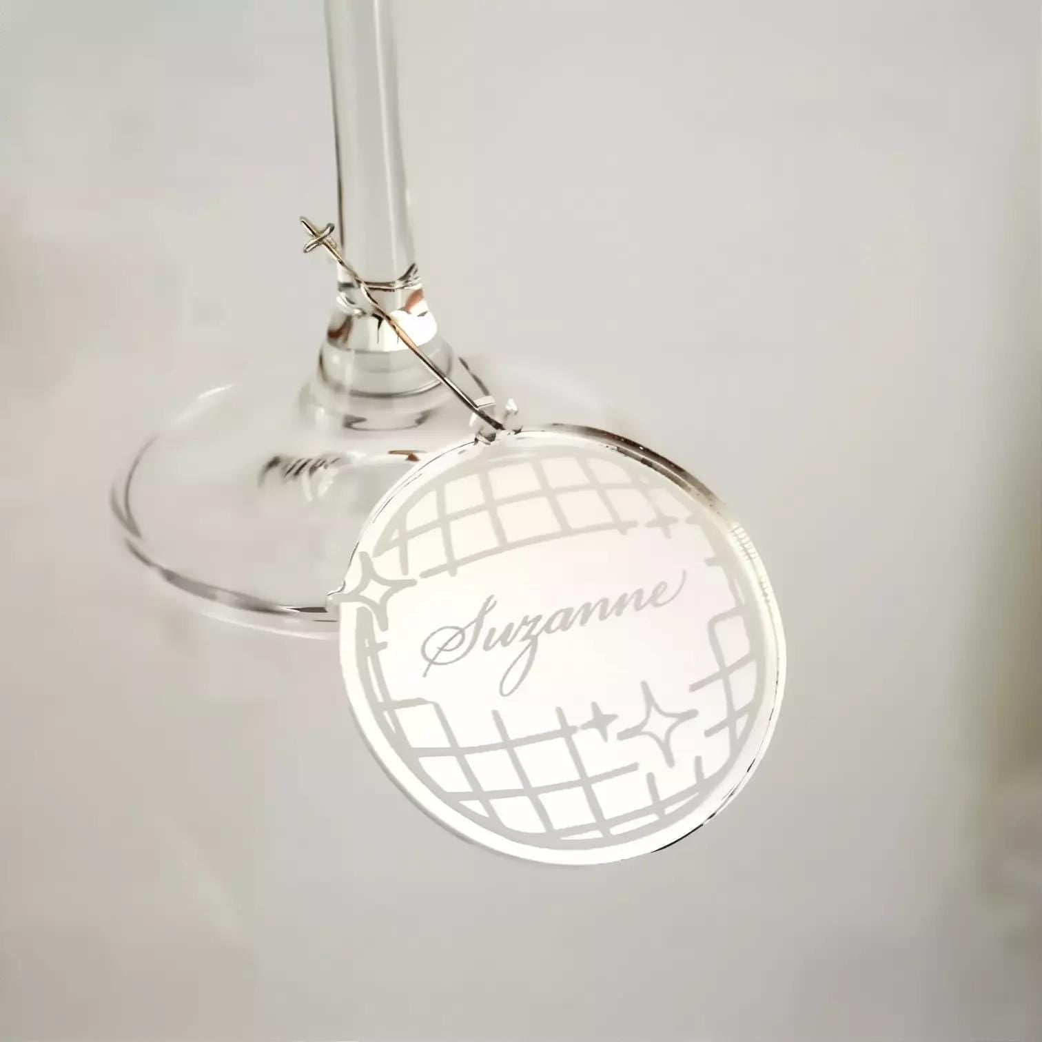 Disco Ball Drink Charm - Engraved Wine Glass Marker