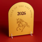 Year of the Horse Table Sign, Gold Mirror (A5 Lunar New Year Decor)