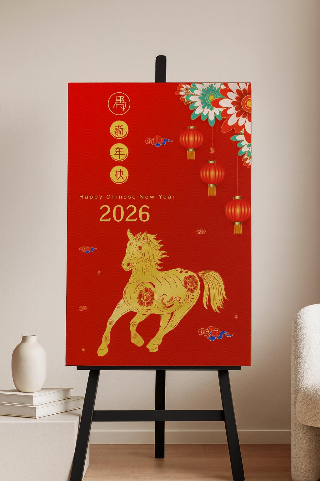 Year of the Horse Poster - Chinese Lunar New Year 2026 Decor