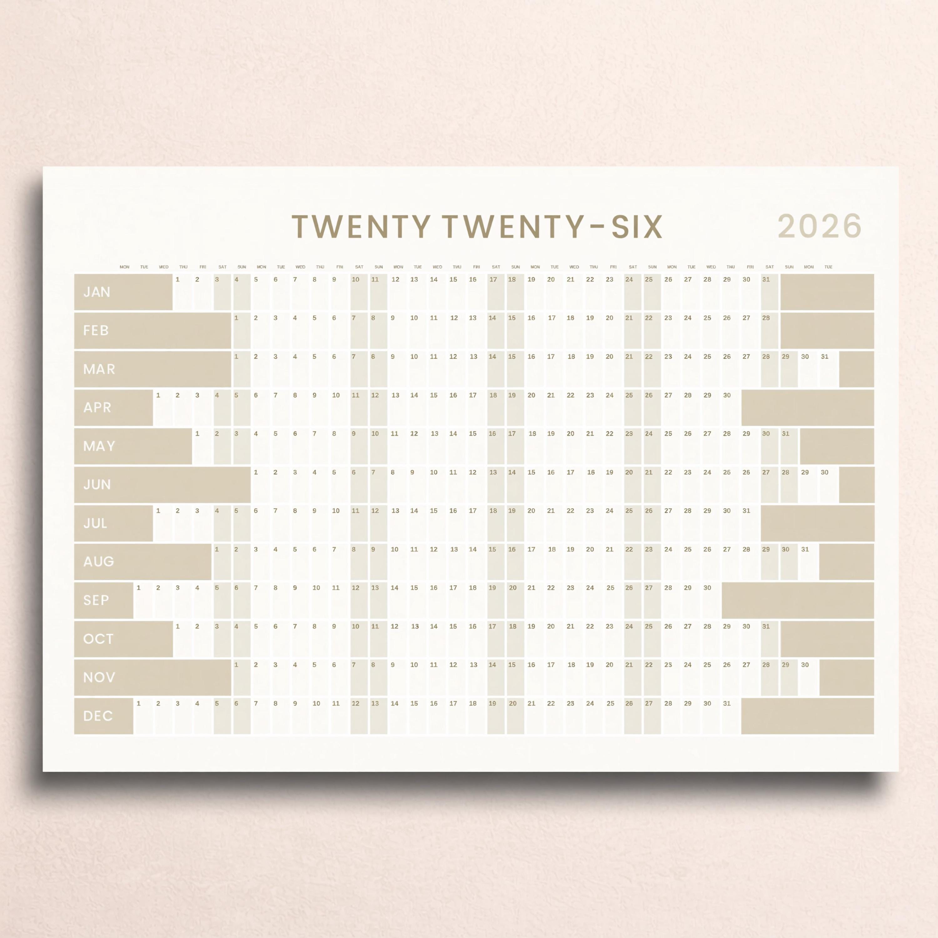2026 Wall Planner: Sustainable Design - Large Size with Week Numbers