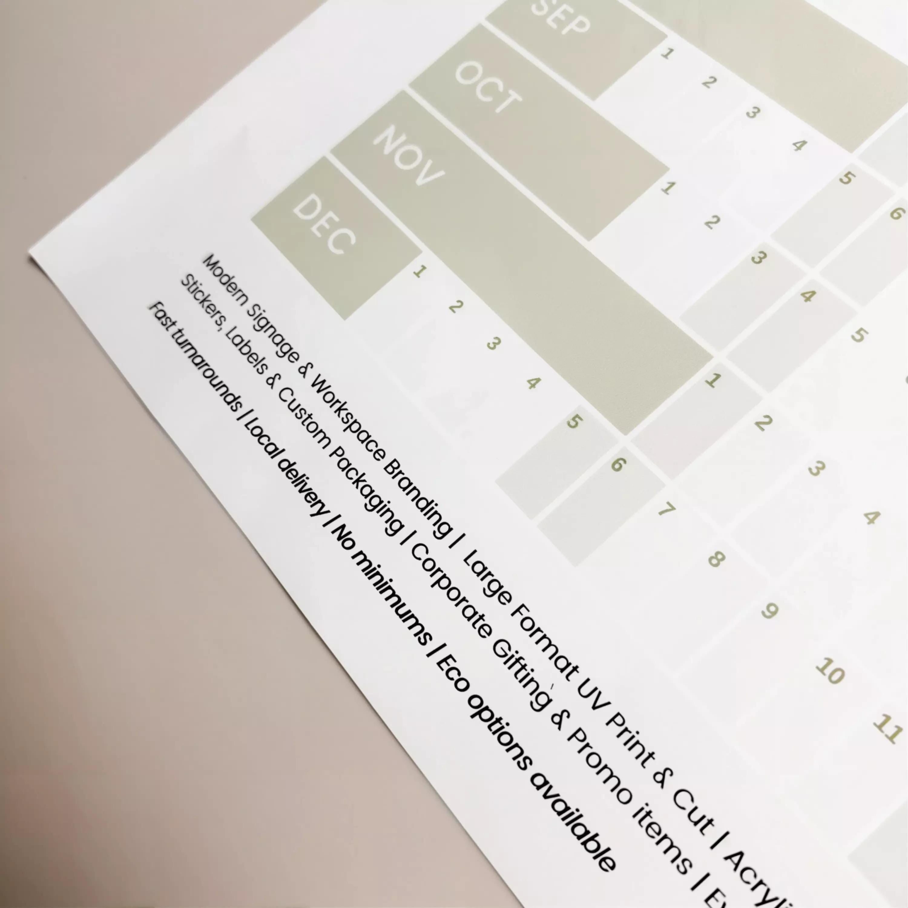 Business Wall Calendar: Large Eco-Friendly Planner - Custom Logo Option - Promotional