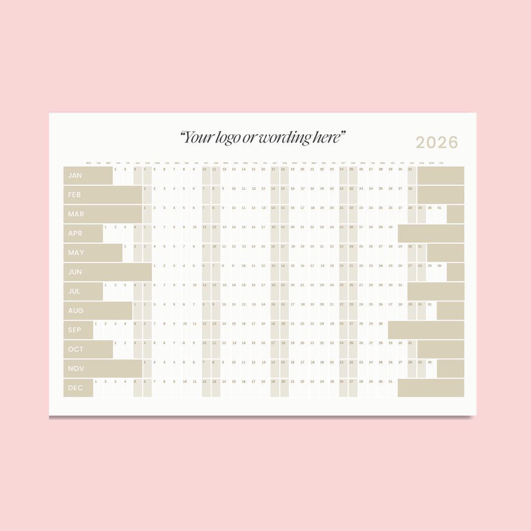 2026 Wall Planner: Large Sustainable Design with any wording