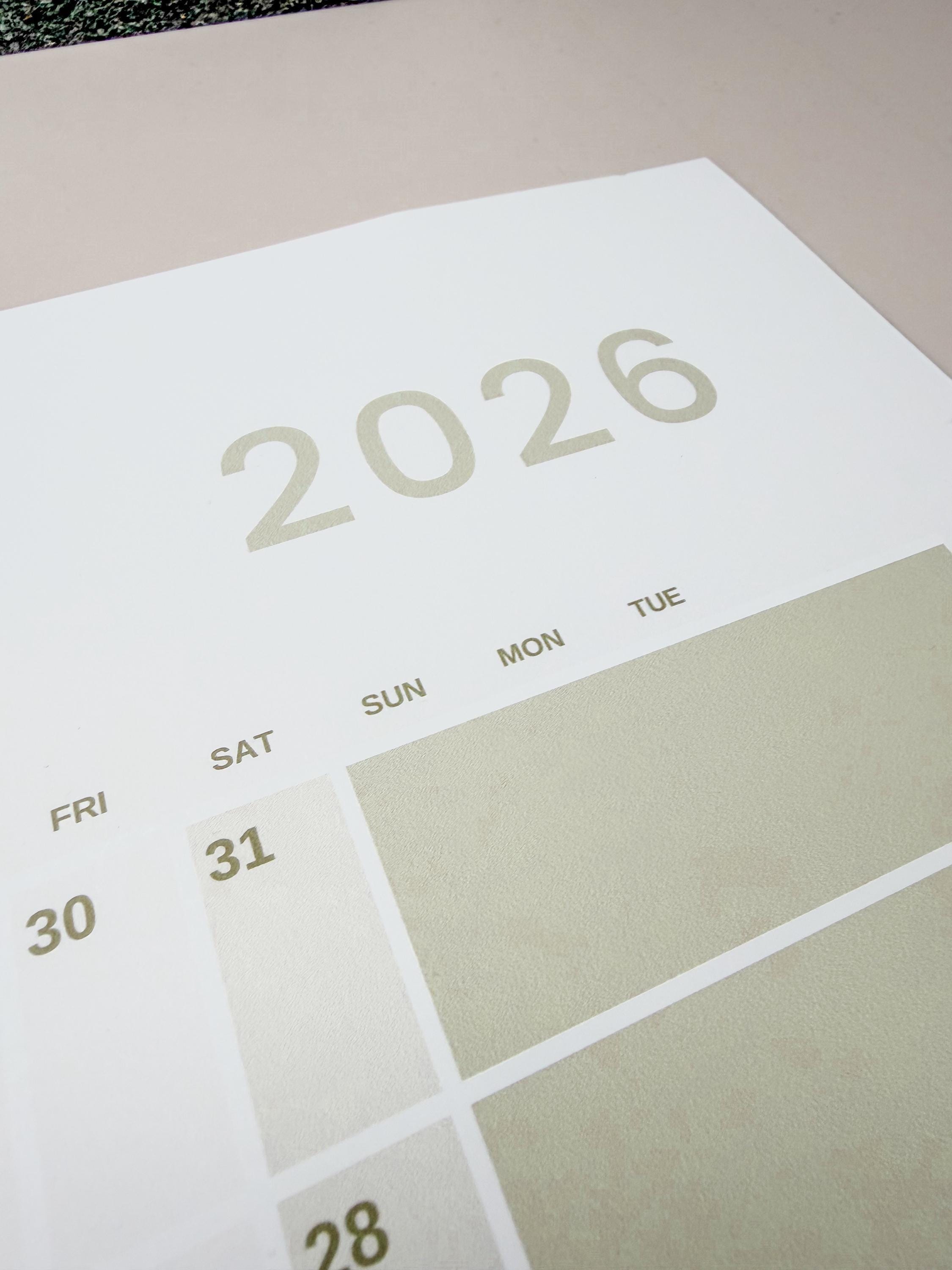 2026 Wall Planner: Large Sustainable Design with any wording