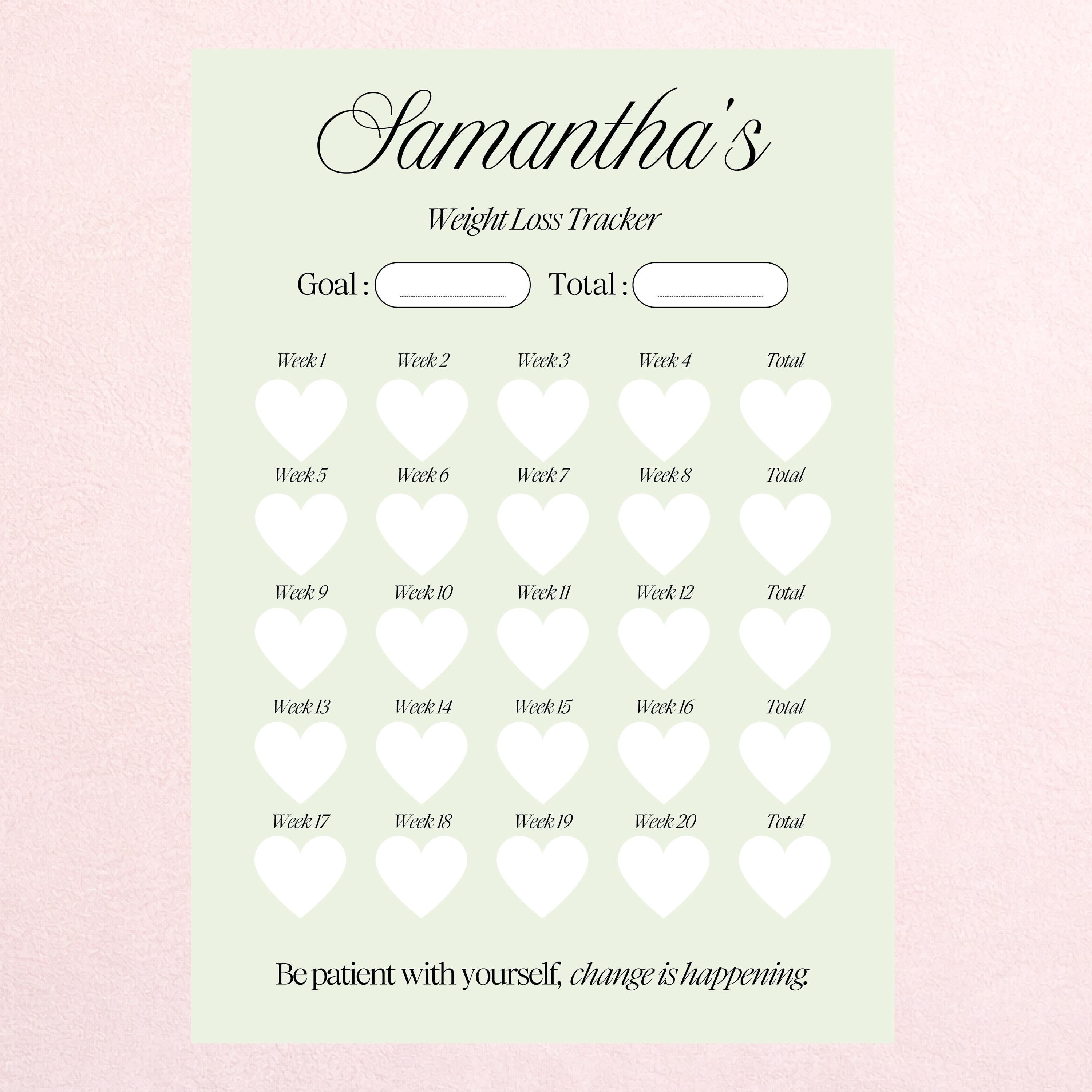 Weight Loss Tracker: 20 Weeks Slimming Chart - A4 & A3 Print