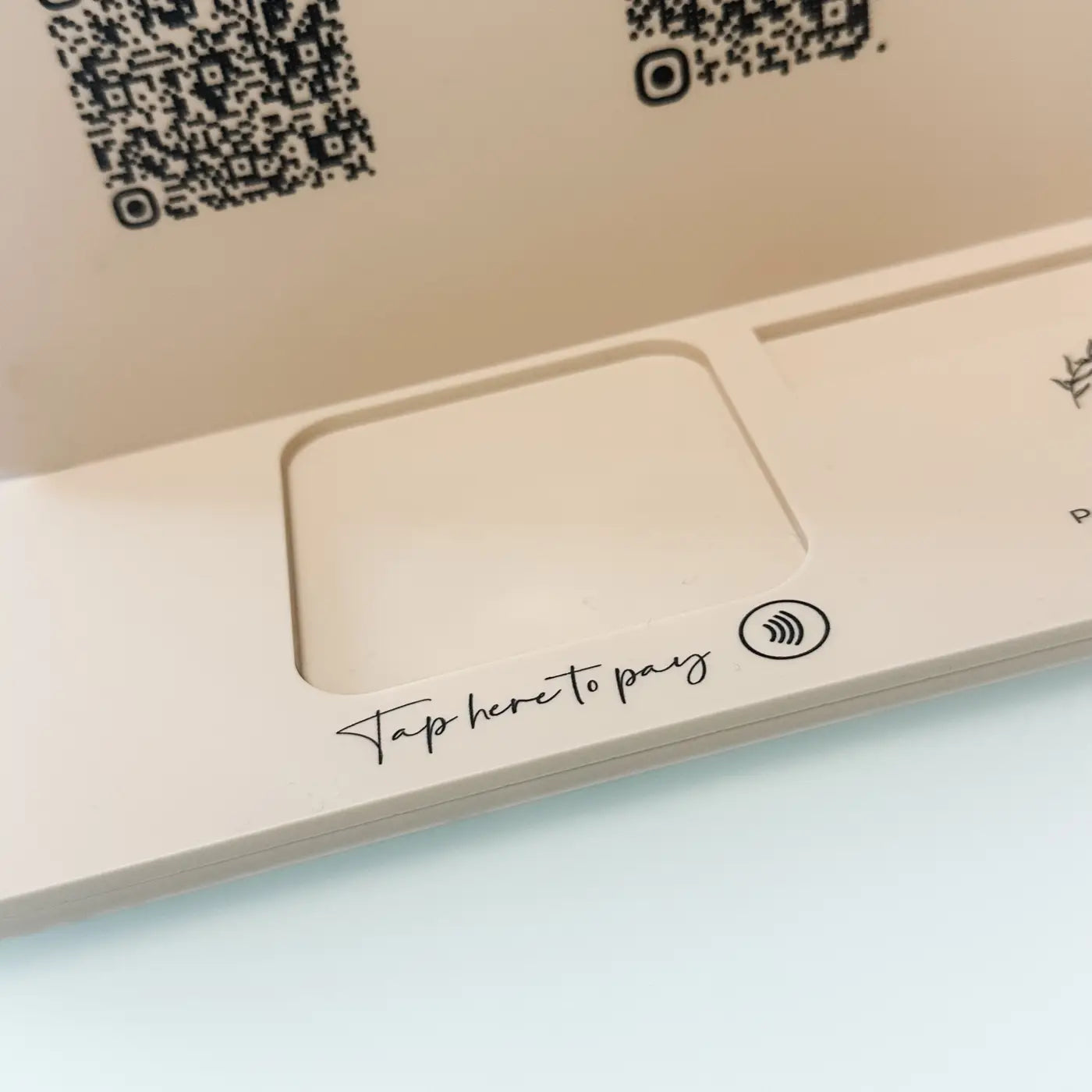 Luxury acrylic sign - custom card holder & social media display for modern retail
