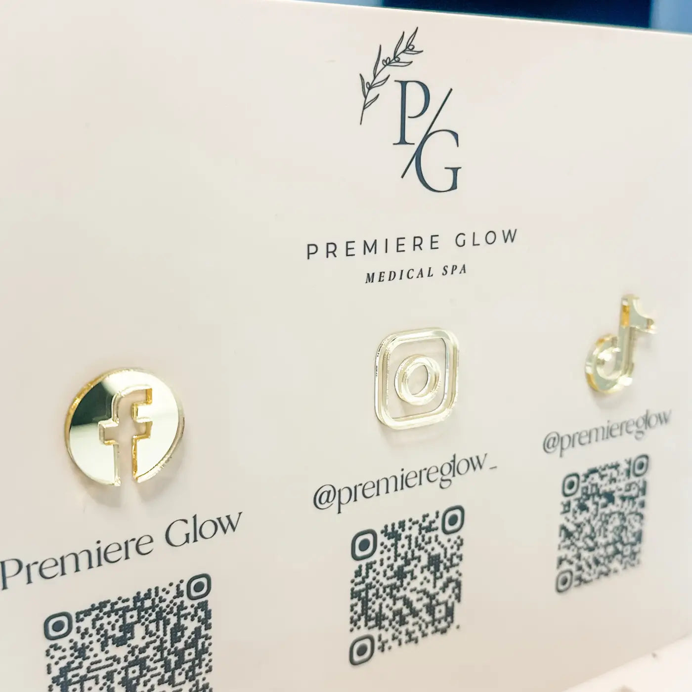 Luxury acrylic sign - custom card holder & social media display for modern retail