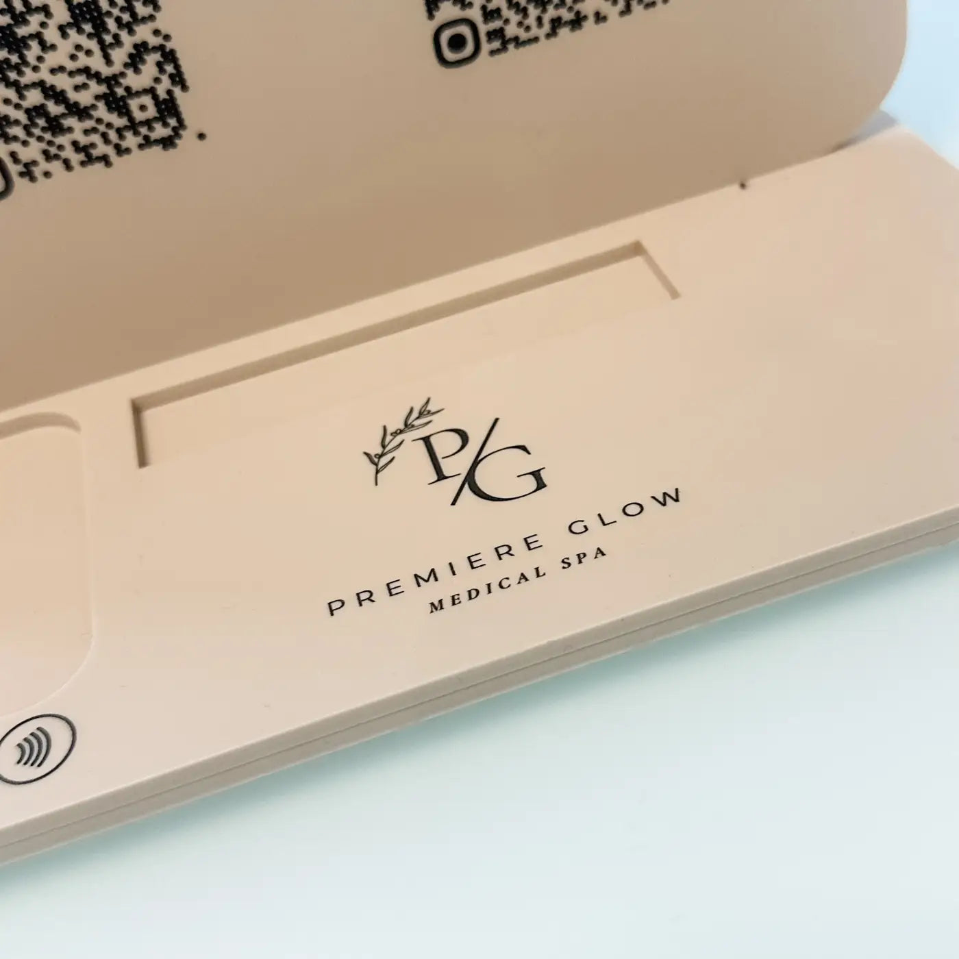 Luxury acrylic sign - custom card holder & social media display for modern retail