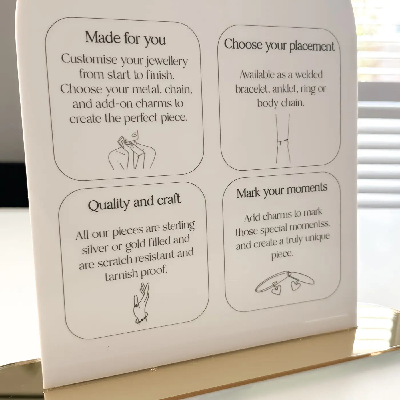 Luxury acrylic sign – personalised business information with premium display stand