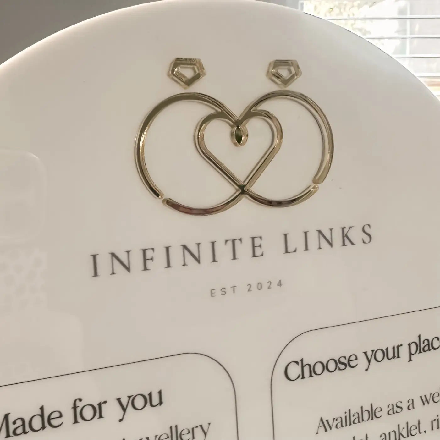 Luxury acrylic sign – personalised business information with premium display stand