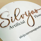 Luxury business signage - premium acrylic circular sign with 3d accent design