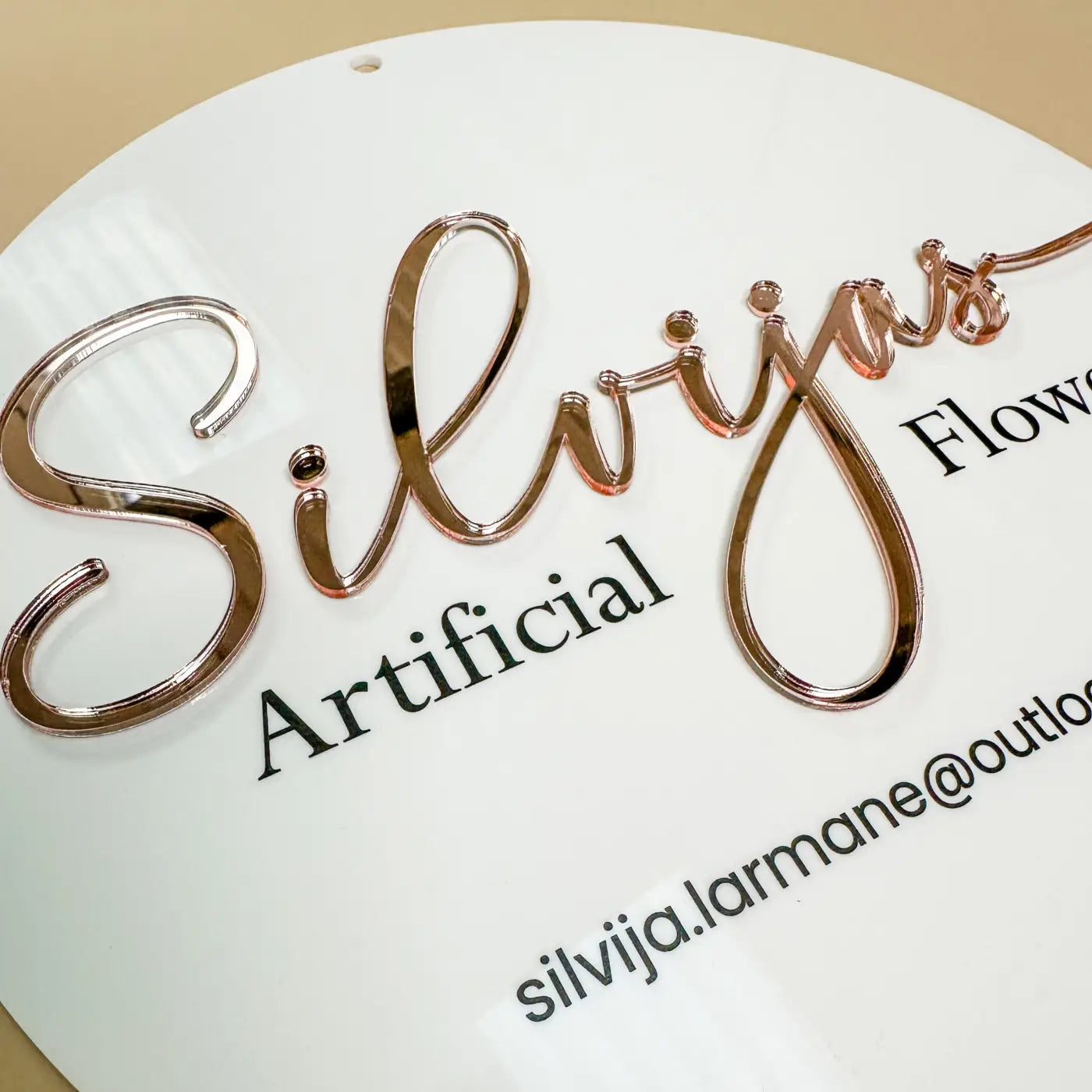 Luxury business signage - premium acrylic circular sign with 3d accent design