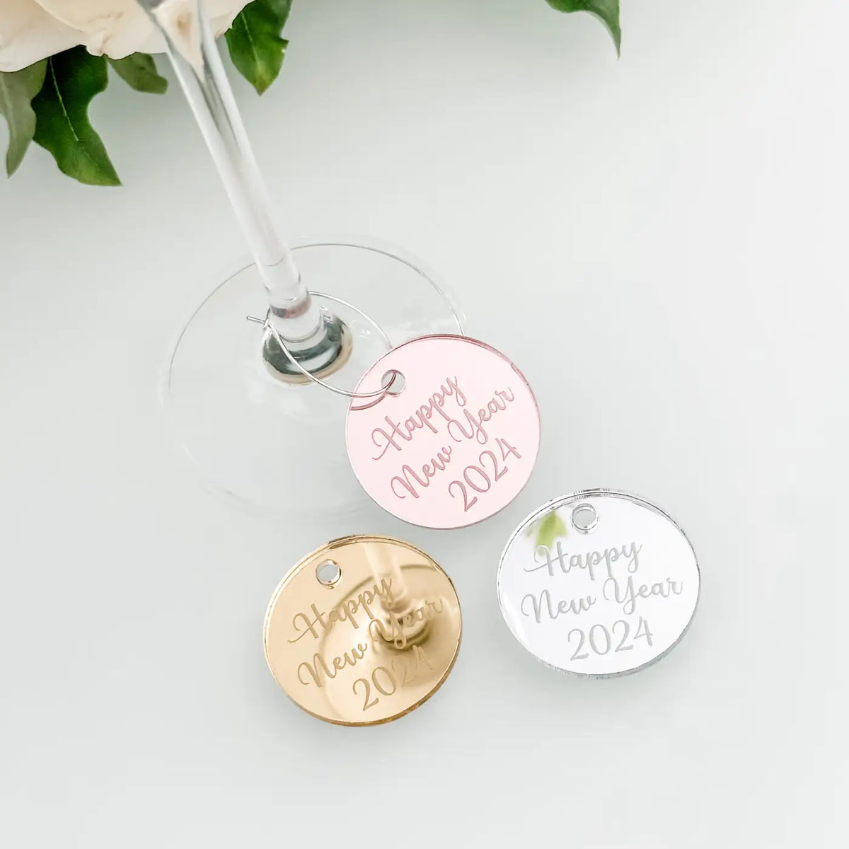 Luxury drinks charms | custom drink tags - gold silver & rose mirror