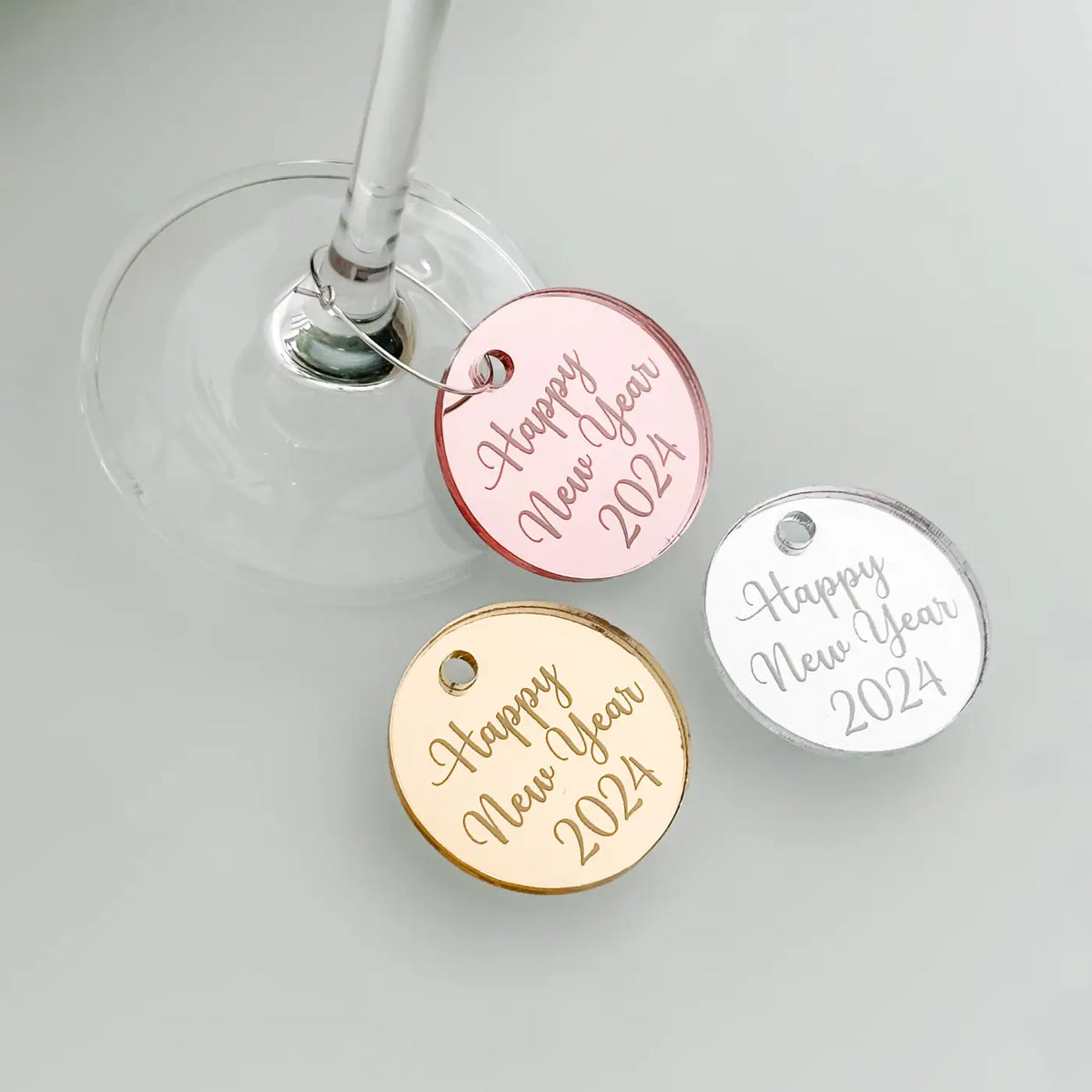 Luxury drinks charms | custom drink tags - gold silver & rose mirror