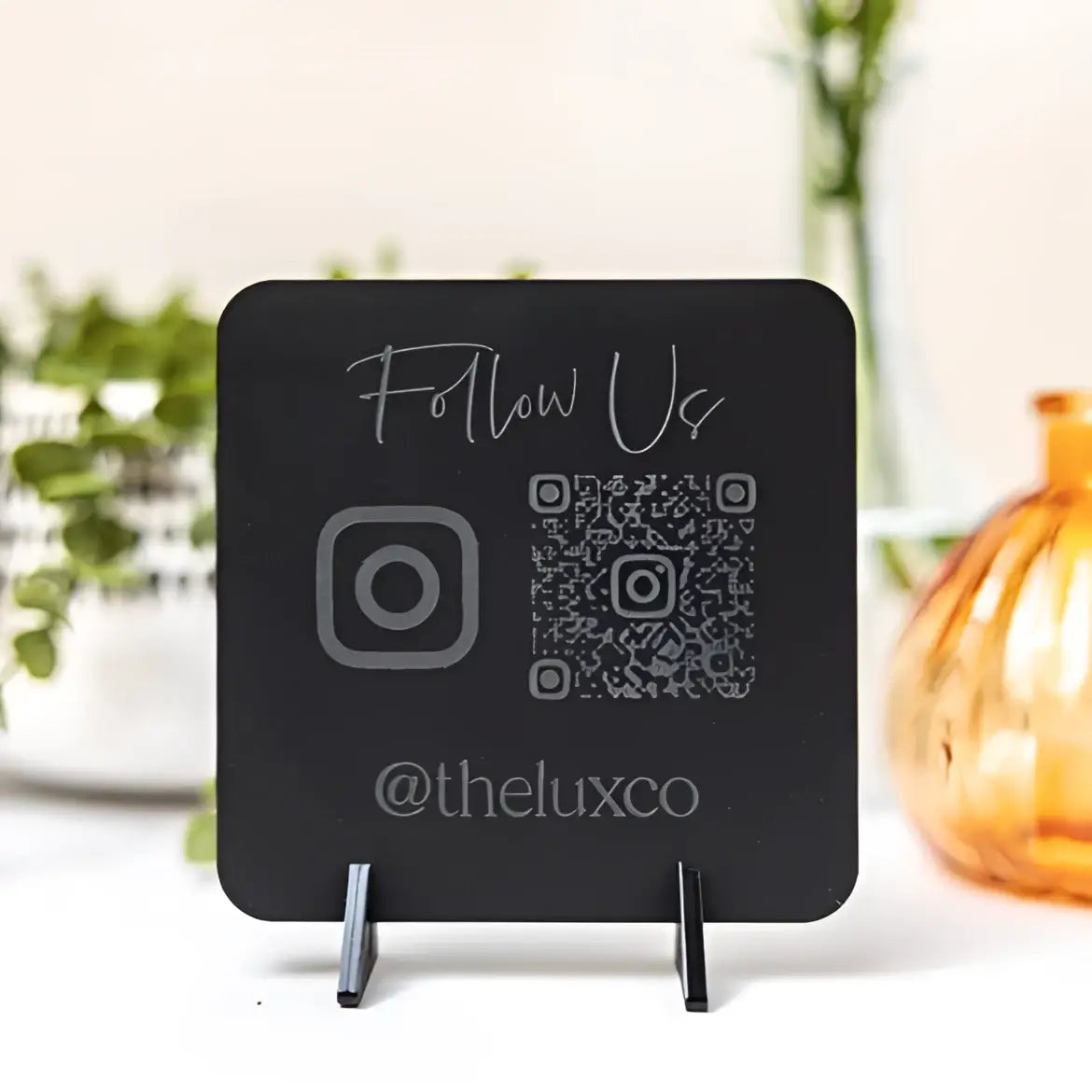 Luxury engraved sign - custom qr code social media | personalised display