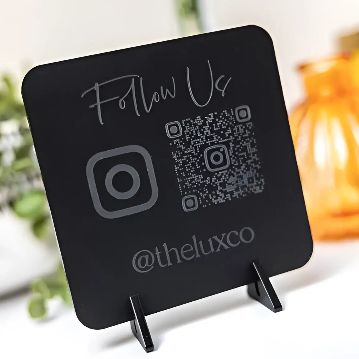 Luxury engraved sign - custom qr code social media | personalised display