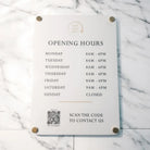Luxury opening hours sign - custom acrylic business hour a4 precision cut