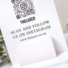 Luxury social media sign – custom qr display with business card holder acrylic dome