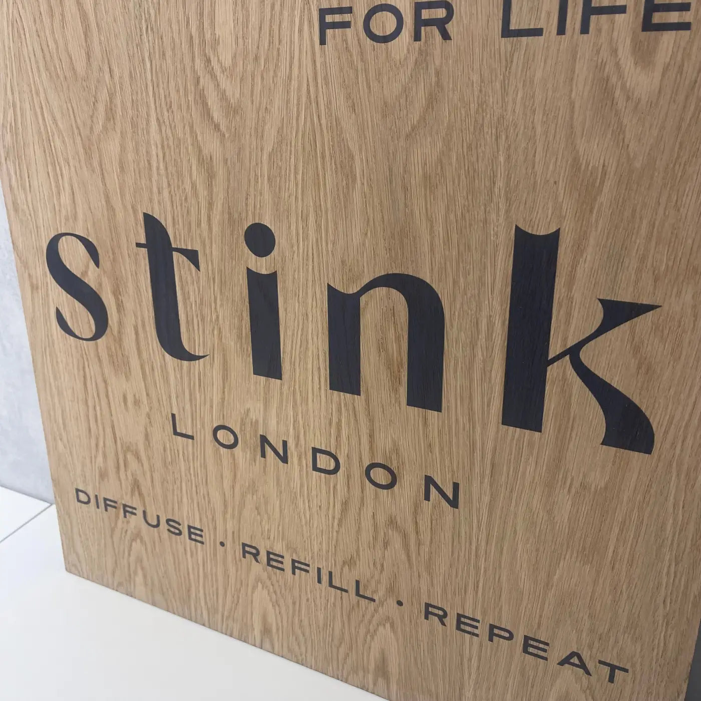 Luxury wood business sign – custom printed signs | sustainable oak veneer signage
