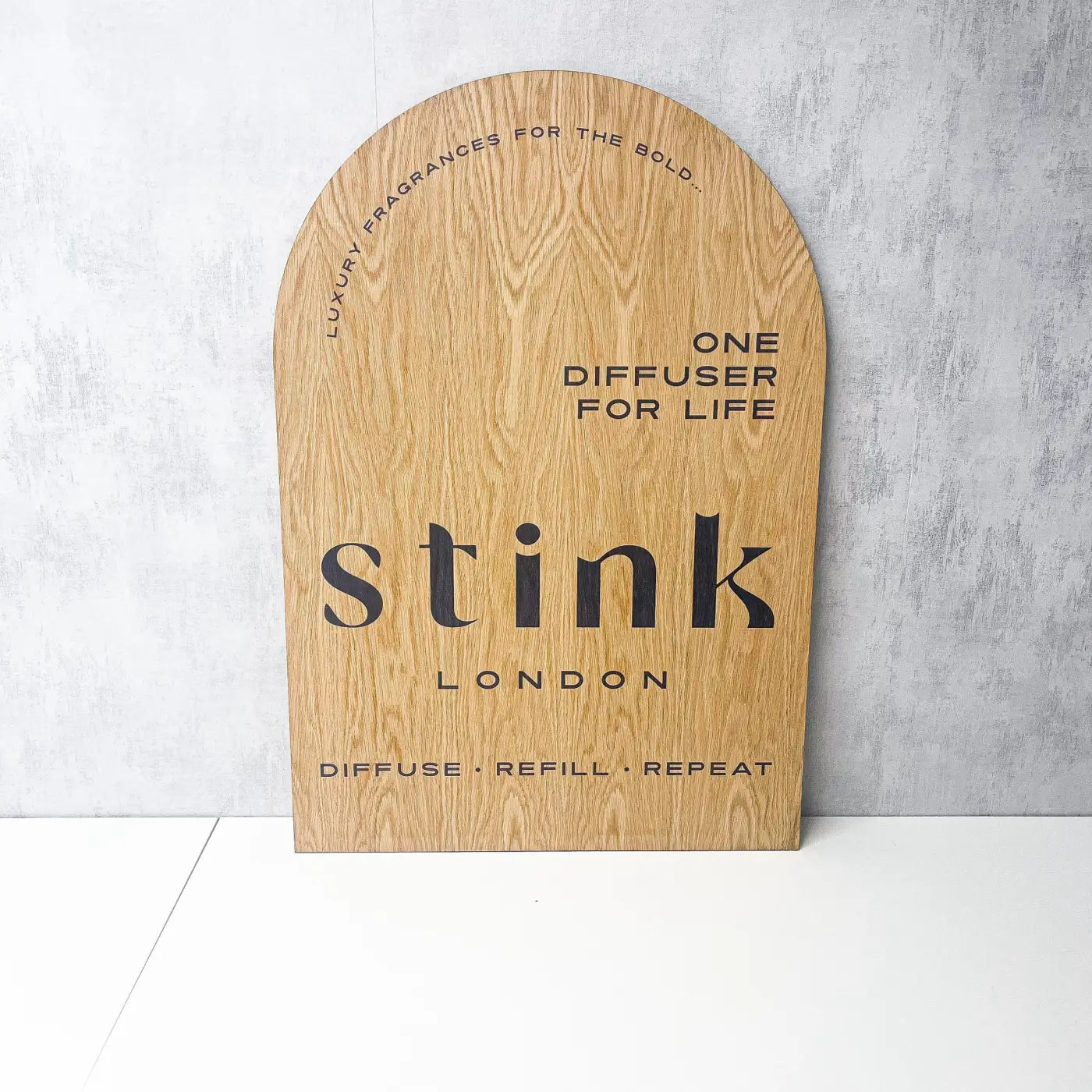 Luxury wood business sign – custom printed signs | sustainable oak veneer signage