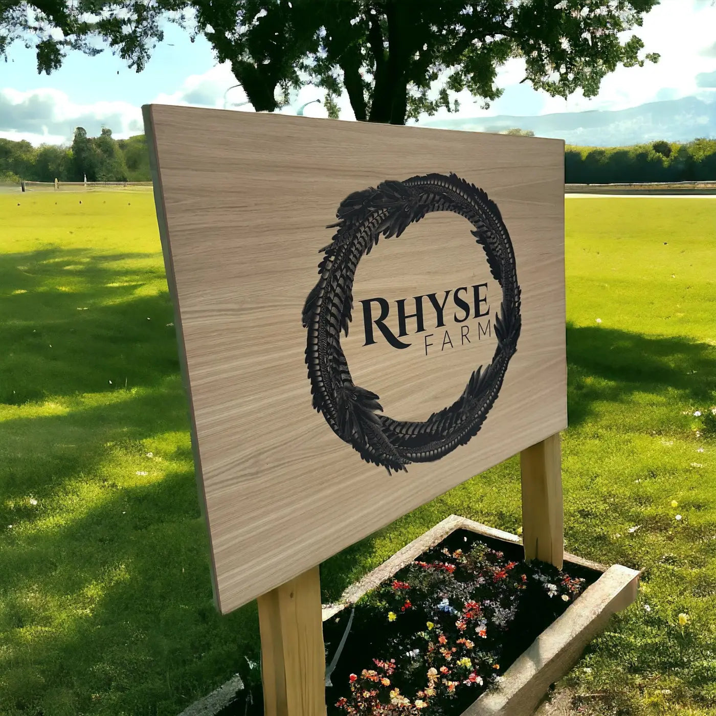 Luxury wood business sign – custom printed signs | sustainable oak veneer signage