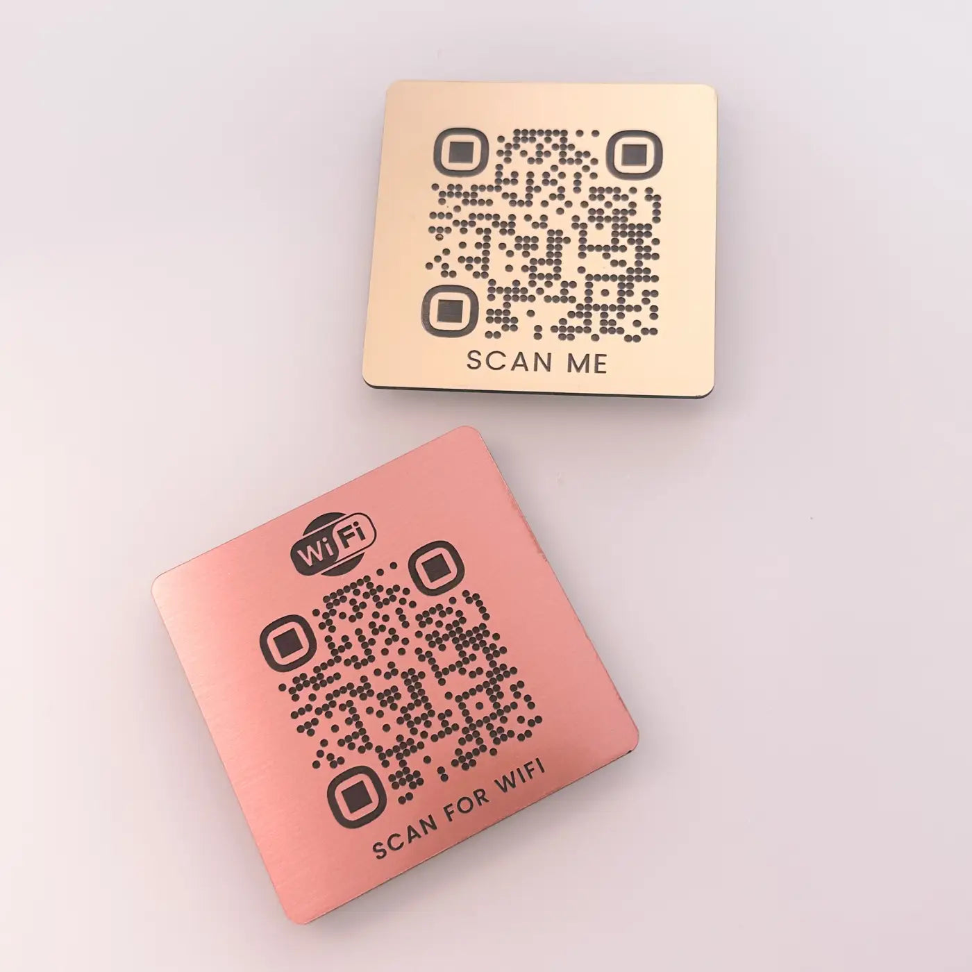 Mirror acrylic sign - luxury engraved qr code scan to connect wifi display