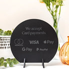 Payment method sign - luxury engraved display for business branding