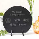 Payment method sign - luxury engraved display for business branding