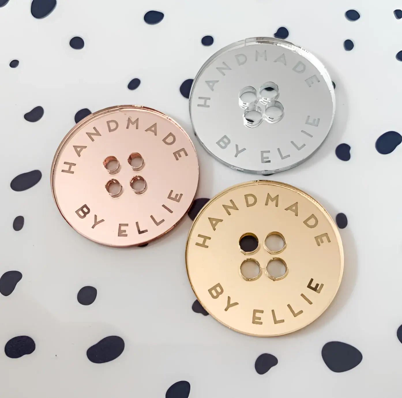 Personalised acrylic buttons – luxury button set with custom logo badges pack of 5