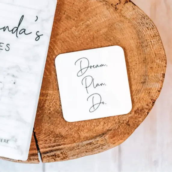 Personalised acrylic coaster – custom printed business coasters with cork backing