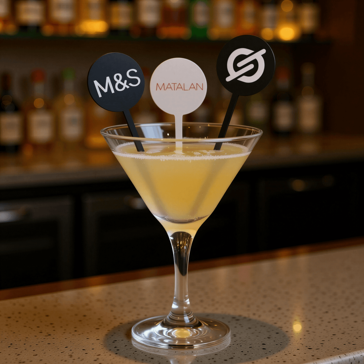 Personalised Acrylic Martini Stirrer with personalised logo artwork