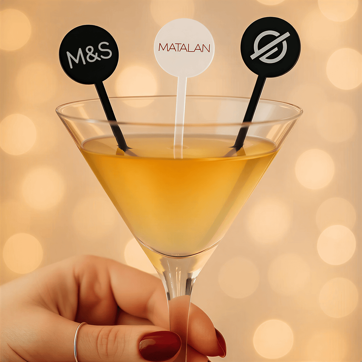 Personalised Acrylic Martini Stirrer featuring personalised logo artwork