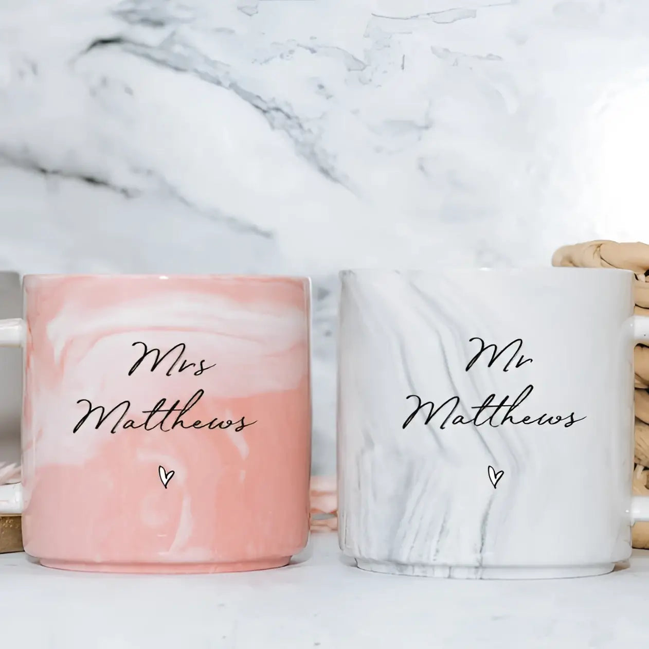 Personalised anniversary mugs – luxury wedding | custom couple set gift