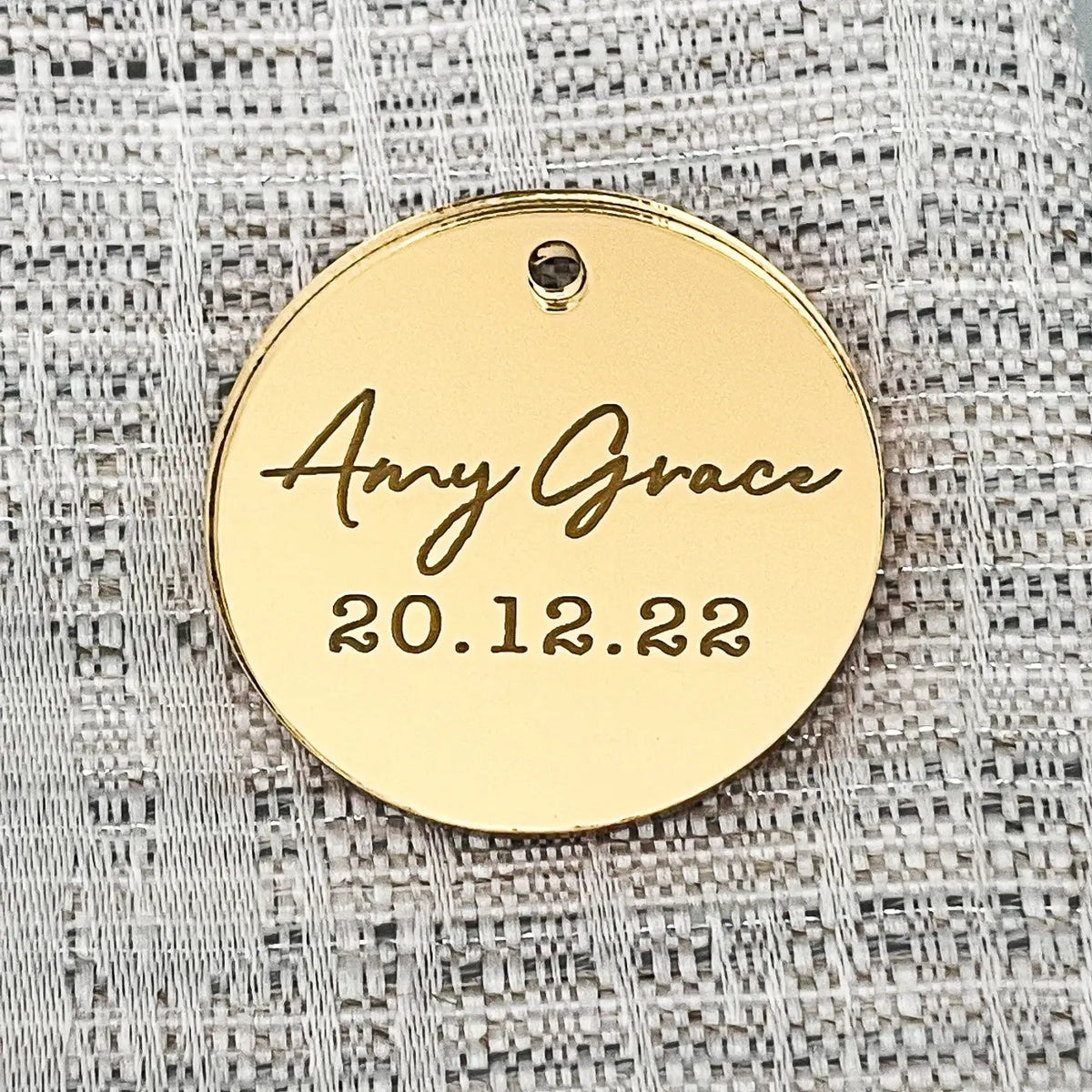 Personalised baking tag – engraved cake charms | luxury gift tags & cupcake toppers