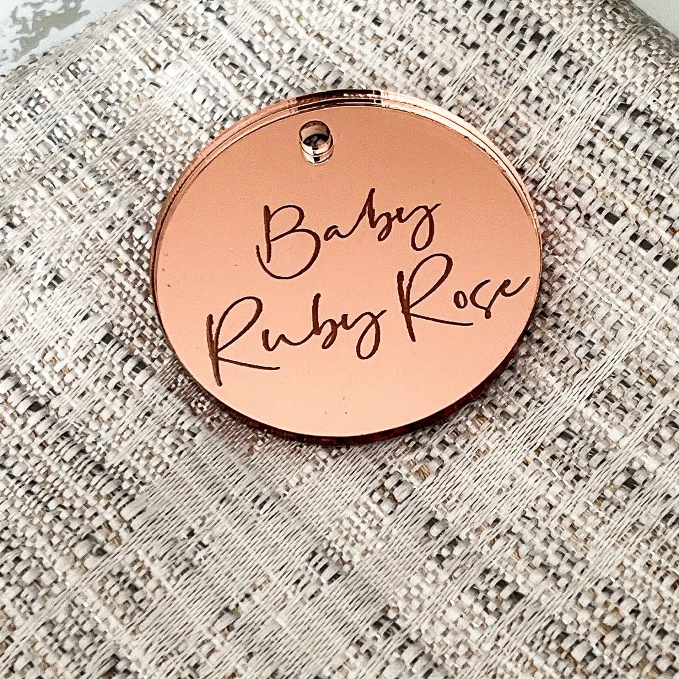 Personalised baking tag – luxury engraved cake charms & mirror finish toppers