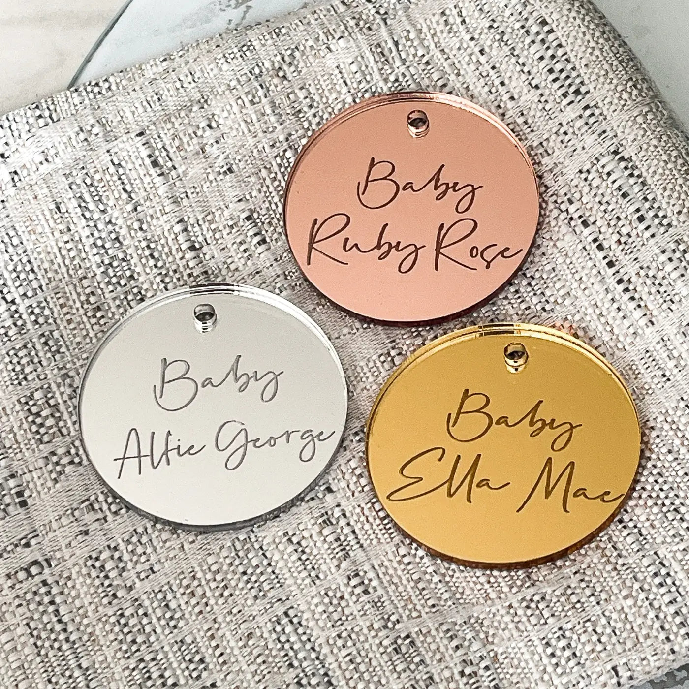 Personalised baking tag – luxury engraved cake charms & mirror finish toppers