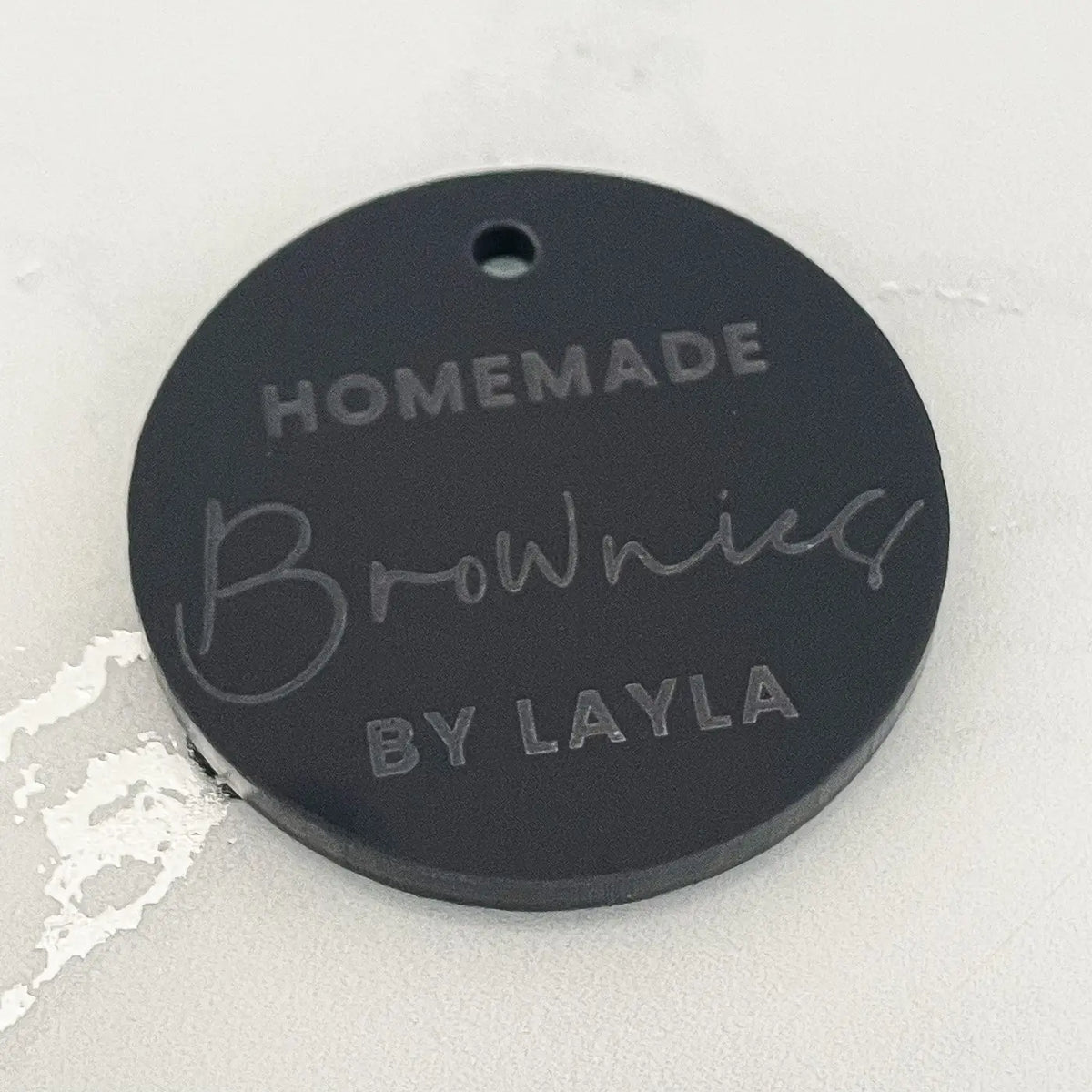 Personalised baking tags – engraved cake charms & custom cupcake toppers | luxury brand labels