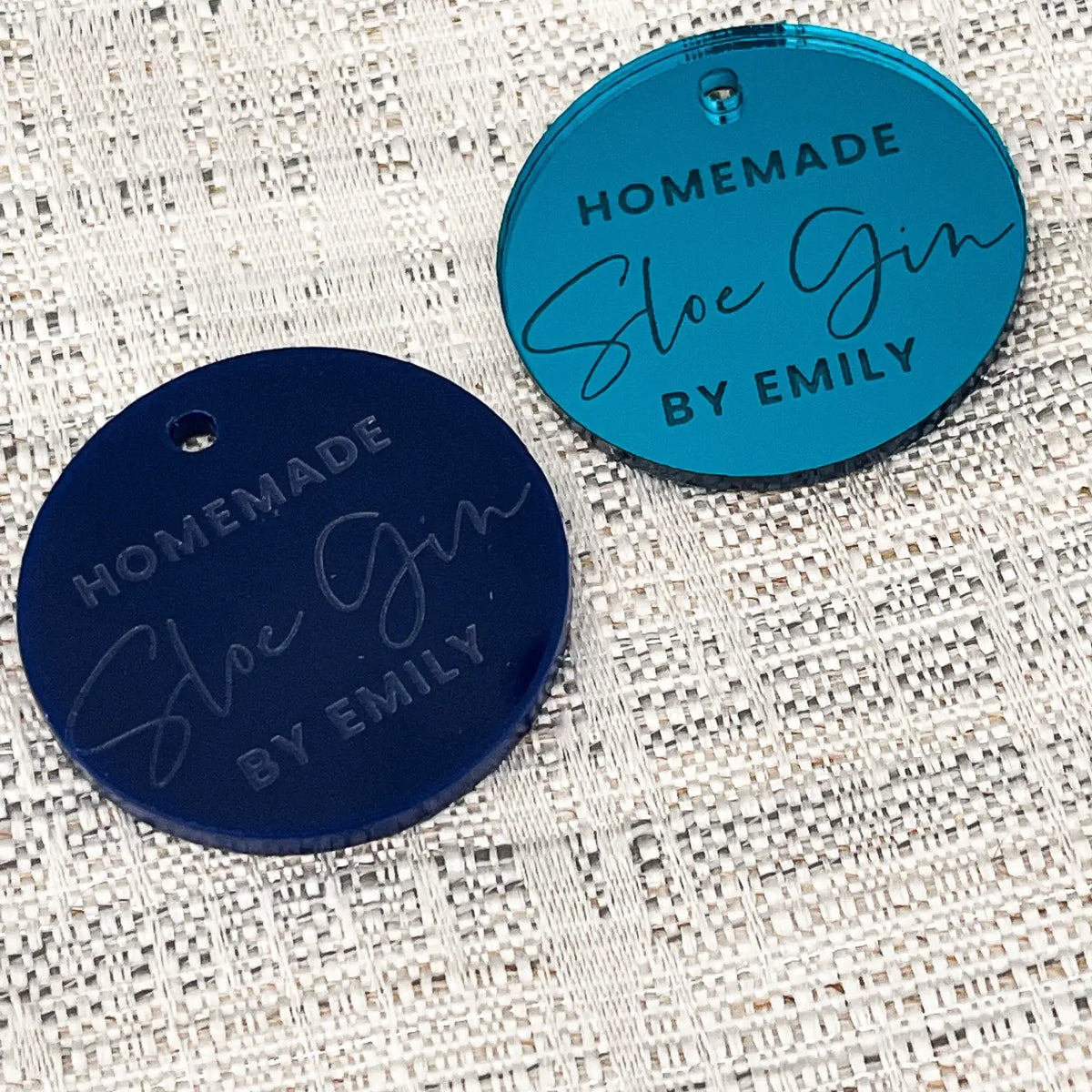 Personalised bottle labels - custom engraved tags for homemade sloe gin & cider