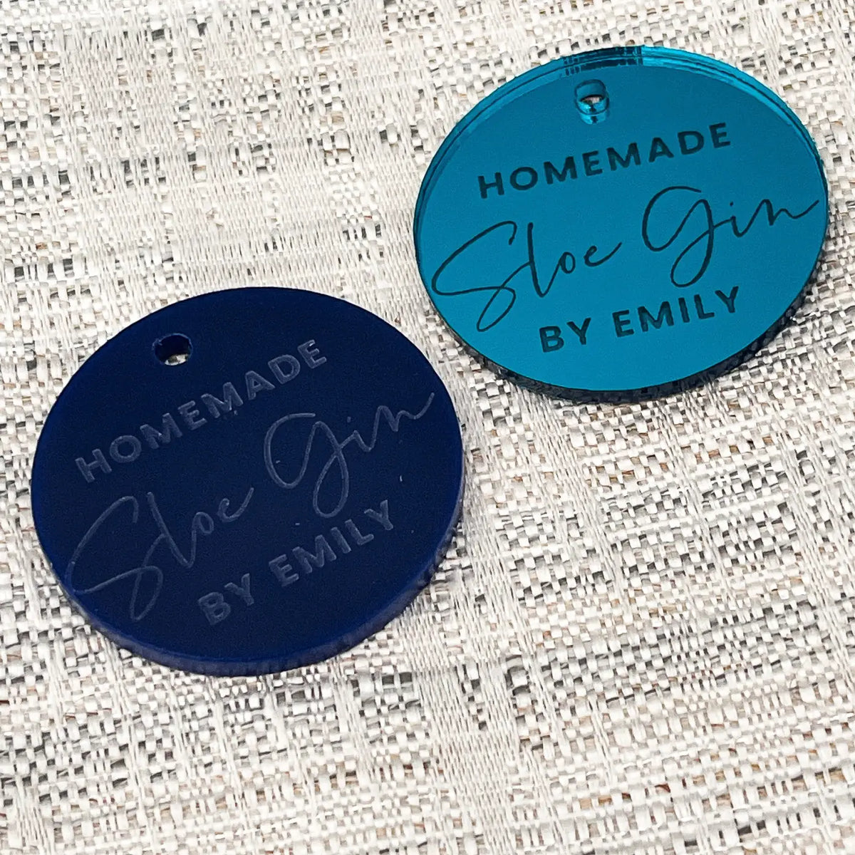 Personalised bottle labels - custom engraved tags for homemade sloe gin & cider