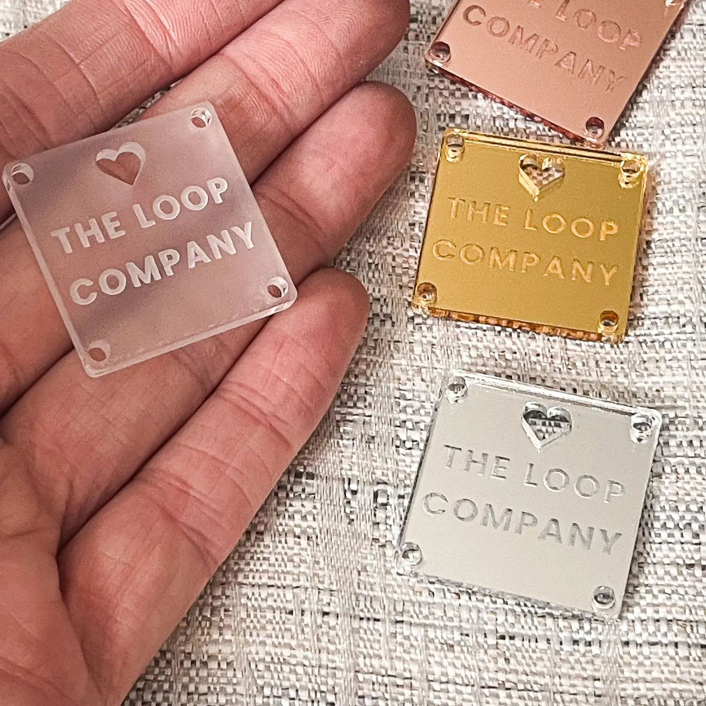 Personalised brand labels – custom logo tags | square button for small business branding