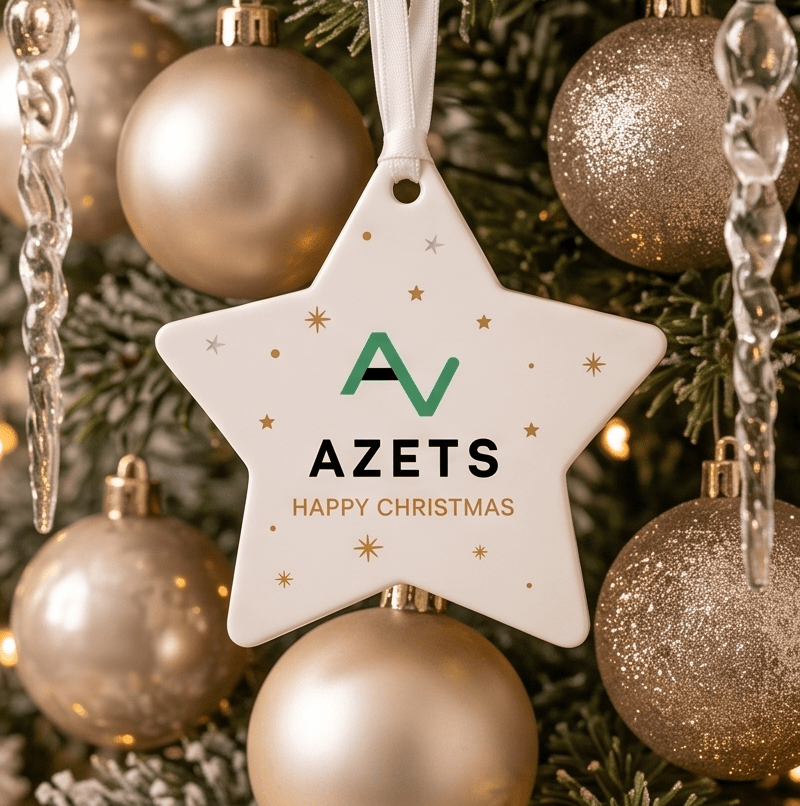Personalised Business Logo Star Christmas Bauble designed for branded Christmas trees
