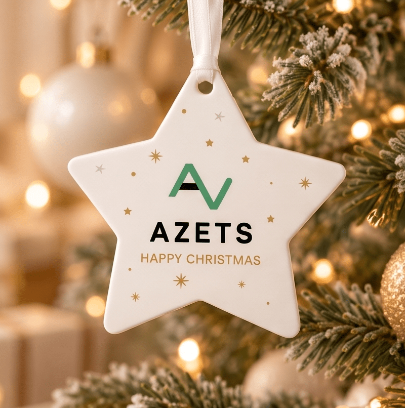 Personalised Business Logo Star Christmas Bauble for company Christmas displays
