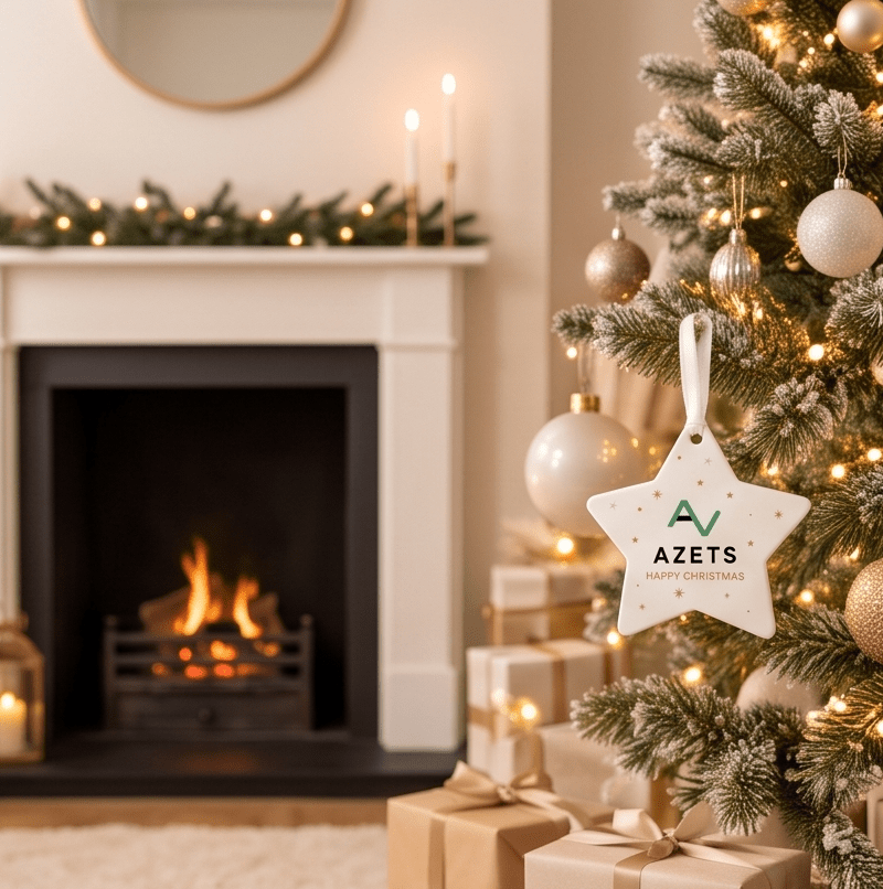 Personalised Business Logo Star Christmas Bauble for company Christmas displays