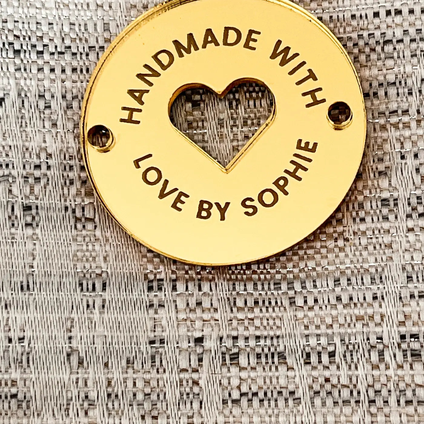 Personalised button tag – acrylic craft tags | custom branding labels uk made