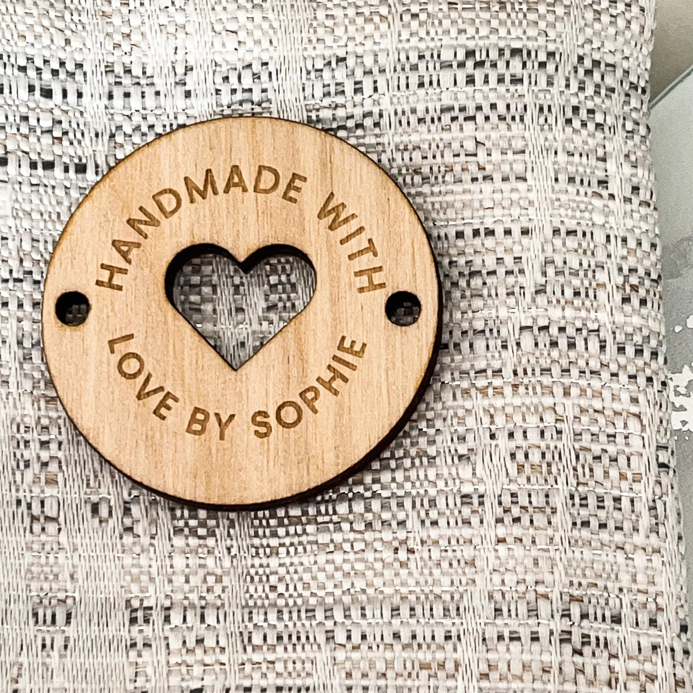 Personalised button tag – acrylic craft tags | custom branding labels uk made