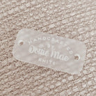 Personalised button tag – custom product labels with engraved wood buttons & acrylic gift tags