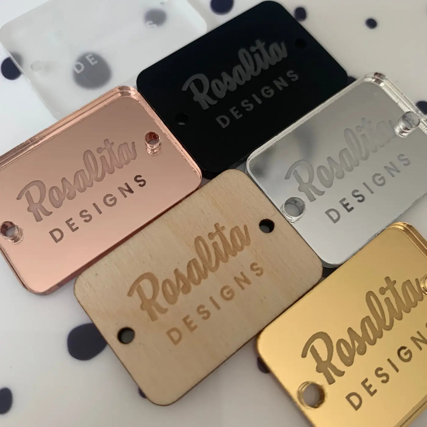 Personalised button tag – engraved wood buttons & acrylic gift tags for small business labels
