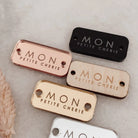 Personalised button tag – engraved wood buttons & acrylic gift tags for craft labels
