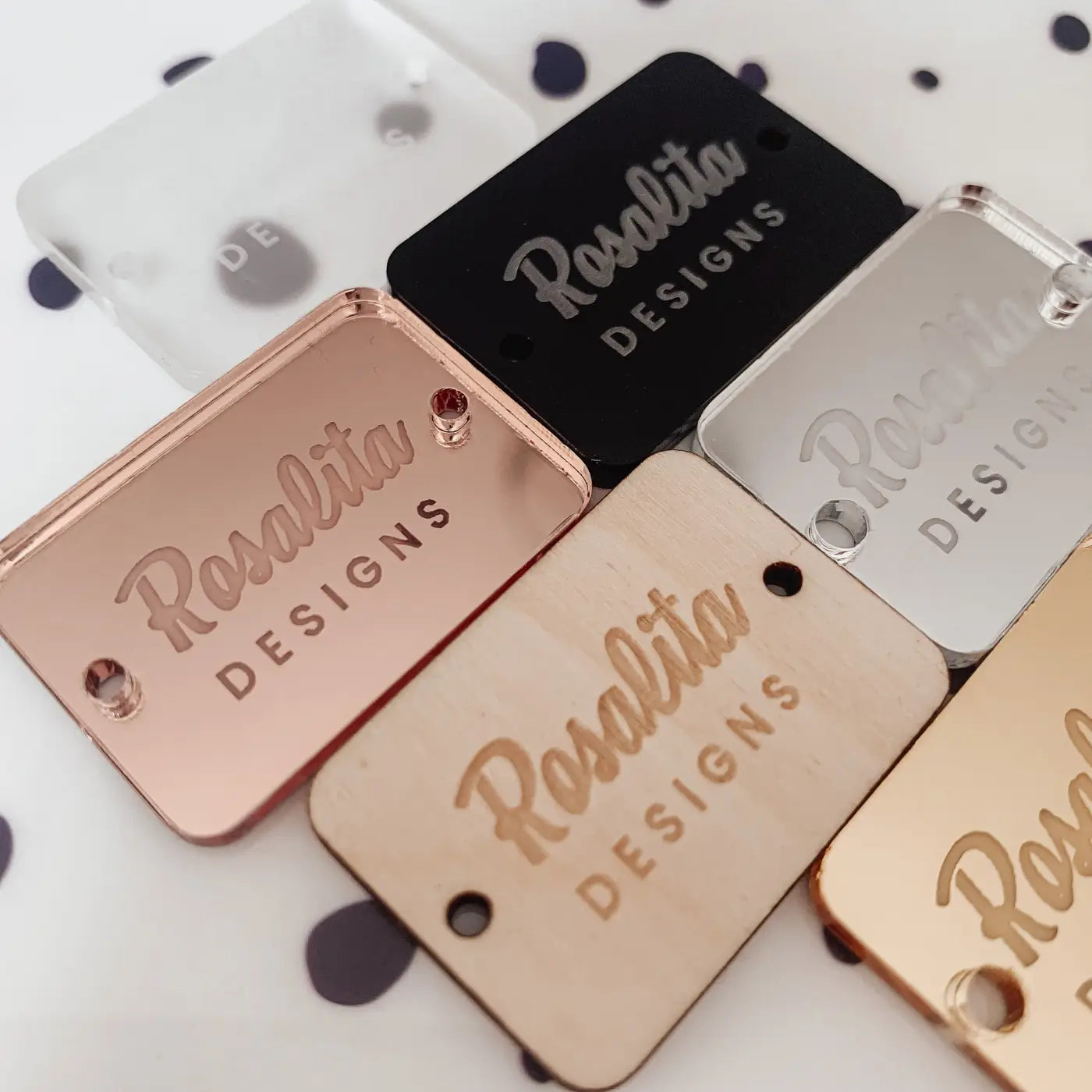 Personalised button tag – engraved wood buttons & acrylic gift tags for small business labels