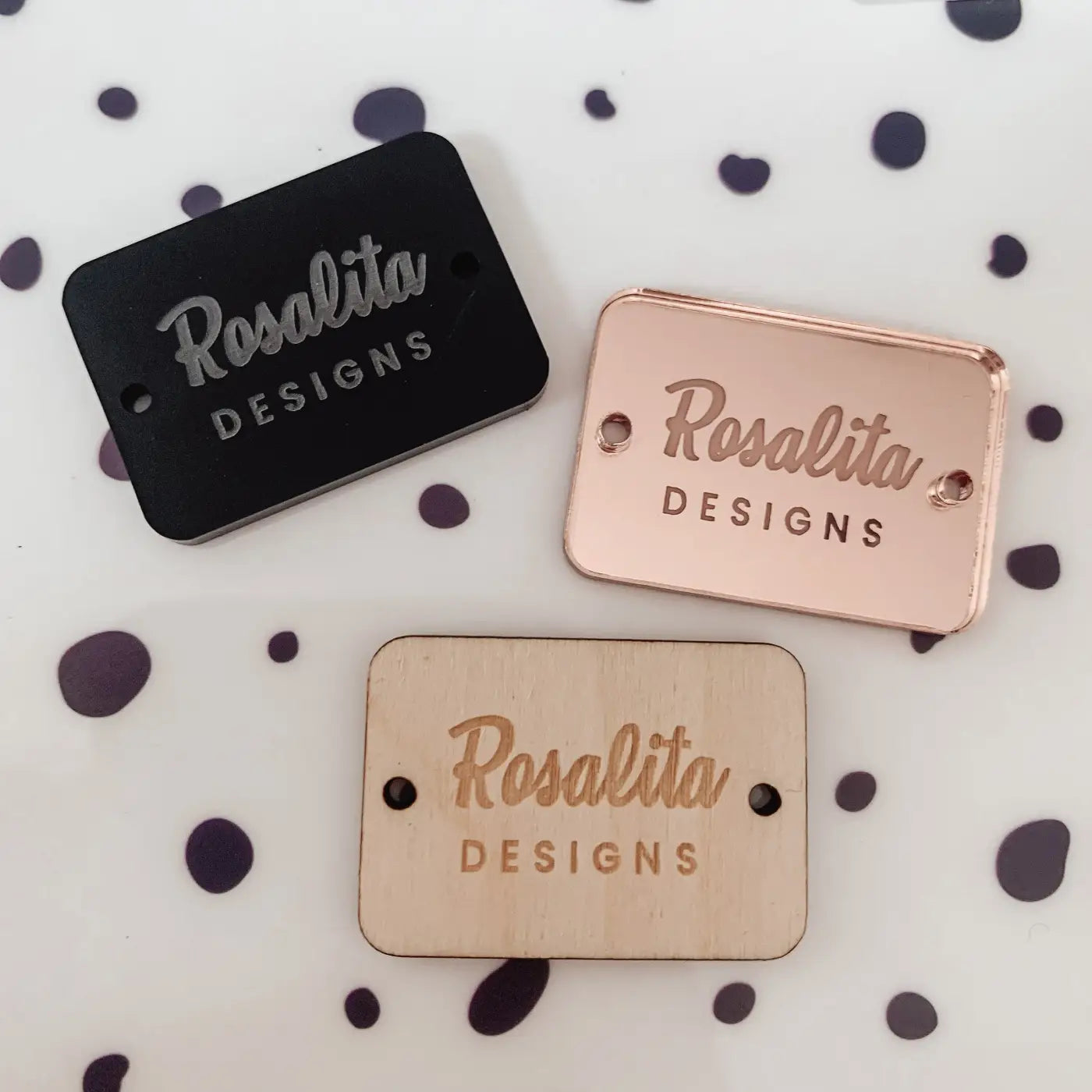 Personalised button tag – engraved wood buttons & acrylic gift tags for small business labels